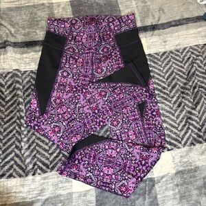 Athleta Purple and Black Patterned Leggings